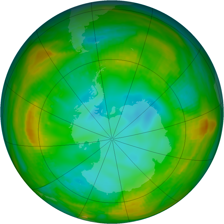 Antarctic ozone map for 24 July 1981